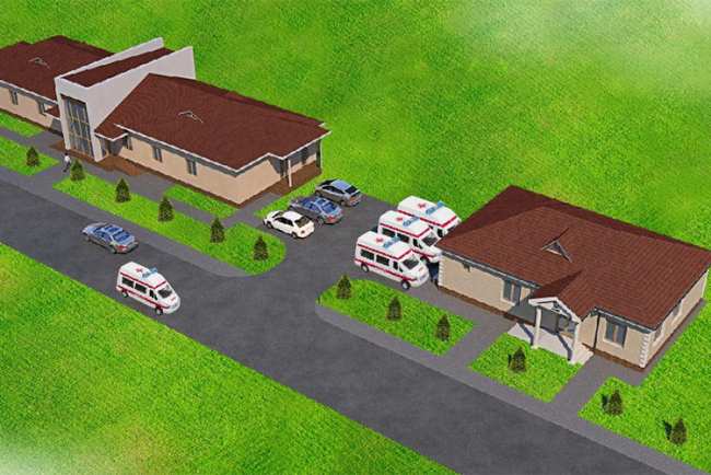 Фото ЦЭМ. Будущее здание амбулатории и подстанции скорой помощи в «Ак-Орго»